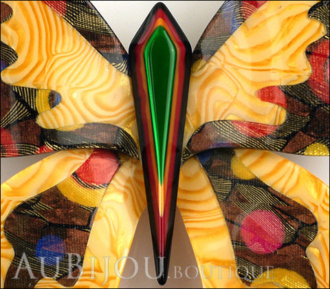 Lea Stein Elfe The Butterfly Insect Brooch Pin Light Orange Green Multicolor Gallery