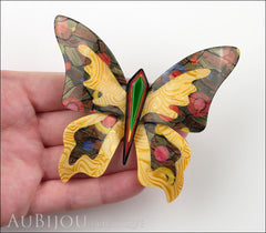 Lea Stein Elfe The Butterfly Insect Brooch Pin Light Orange Green Multicolor Model