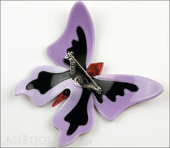 Lea Stein Elfe The Butterfly Insect Brooch Pin Light Pastels Burgundy Black Back