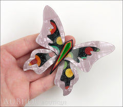 Lea Stein Elfe The Butterfly Insect Brooch Pin Lilac Green Celestial Multicolor Model