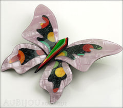 Lea Stein Elfe The Butterfly Insect Brooch Pin Lilac Green Celestial Multicolor Side
