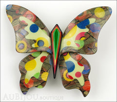 Lea Stein Elfe The Butterfly Insect Brooch Pin Multicolor Polka Dots Front