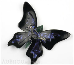 Lea Stein Elfe The Butterfly Insect Brooch Pin Pearly Grey Blue Turquoise Back