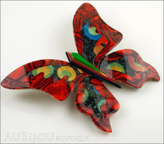 Lea Stein Elfe The Butterfly Insect Brooch Pin Red Green Celestial Multicolor Side