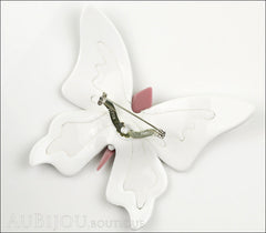 Lea Stein Elfe The Butterfly Insect Brooch Pin Silver White Red Back