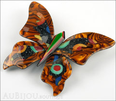 Lea Stein Elfe The Butterfly Insect Brooch Pin Tortoise Celestial Multicolor Beige Side