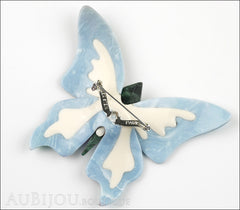 Lea Stein Elfe The Butterfly Insect Brooch Pin Turquoise Blue Pearly White Back