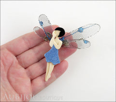 Lea Stein Fairy Demoiselle Volage Brooch Pin Blue Black Grey Model