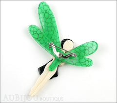 Lea Stein Fairy Demoiselle Volage Brooch Pin Green Black Multicolor Back