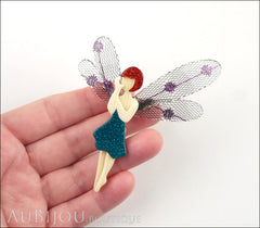 Lea Stein Fairy Demoiselle Volage Brooch Pin Green Red Purple Model