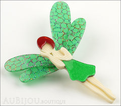 Lea Stein Fairy Demoiselle Volage Magic Wings All Green Side