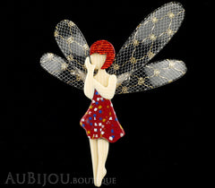 Lea Stein Fairy Demoiselle Volage Magic Wings Red Gold Black