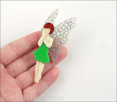 Lea Stein Fairy Demoiselle Voltige Brooch Pin Green Red Multicolor Model