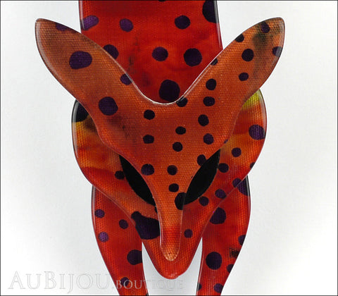 Lea Stein Fox Brooch Pin Amphibian Red Black Gallery