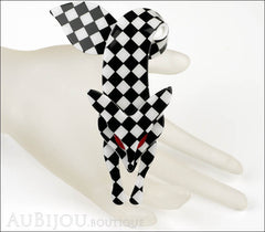 Lea Stein Fox Brooch Pin Black White Checker Mannequin