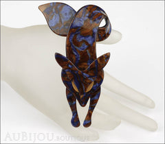Lea Stein Fox Brooch Pin Blue Chocolate Beige Mannequin