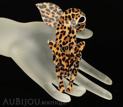 Lea Stein Fox Brooch Pin Leopard Animal Print Mannequin