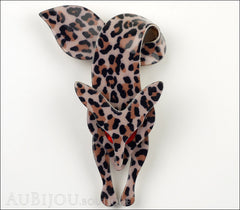 Lea Stein Fox Brooch Pin Leopard Animal Print Red Front