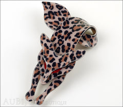 Lea Stein Fox Brooch Pin Leopard Animal Print Red Side