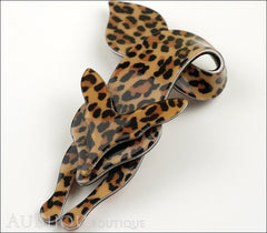 Lea Stein Fox Brooch Pin Leopard Animal Print Side