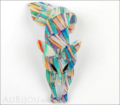 Lea Stein Fox Brooch Pin Multicolor Abstract Front