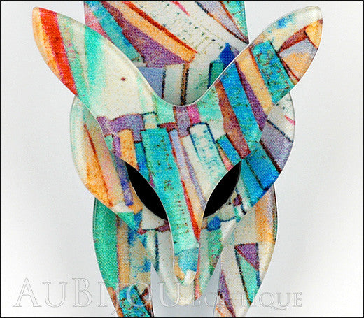 Lea Stein Fox Brooch Pin Multicolor Abstract Gallery