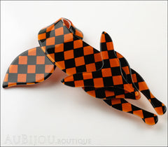 Lea Stein Fox Brooch Pin Orange Black Checker Pattern Side