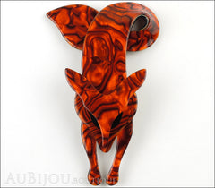 Lea Stein Fox Brooch Pin Pearly Orange Amber Swirls Front