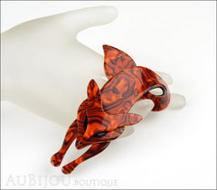 Lea Stein Fox Brooch Pin Pearly Orange Amber Swirls Mannequin