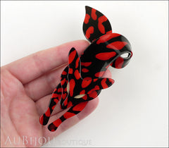 Lea Stein Fox Brooch Pin Red Black Abstract Model