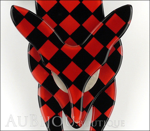 Lea Stein Fox Brooch Pin Red Black Checker Pattern Gallery