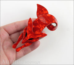 Lea Stein Fox Brooch Pin Red Pearly Abstract Model