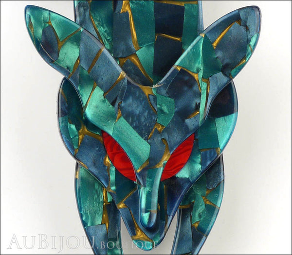 Lea Stein Fox Brooch Pin Turquoise Blue Red Gallery
