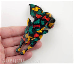 Lea Stein Fox Brooch Pin Yellow Red Turquoise Model