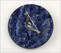 Lea Stein Full Collerette Art Deco Girl Brooch Pin Blue Pink Back