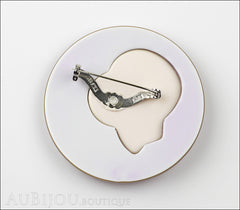 Lea Stein Full Collerette Art Deco Girl Brooch Pin Purple Black Back