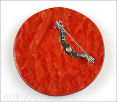 Lea Stein Full Collerette Art Deco Girl Brooch Pin Red Orange Back