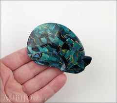 Lea Stein Gomina The Sleeping Cat Brooch Pin Blue Turquoise Mosaic Model