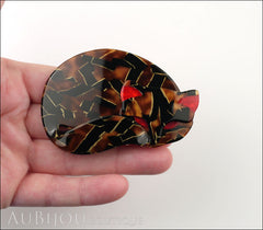 Lea Stein Gomina The Sleeping Cat Brooch Pin Tortoise Black Mosaic Model
