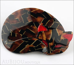 Lea Stein Gomina The Sleeping Cat Brooch Pin Tortoise Black Mosaic Side