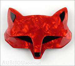 Lea Stein Goupil Fox Head Brooch Pin Pearly Red Black Front
