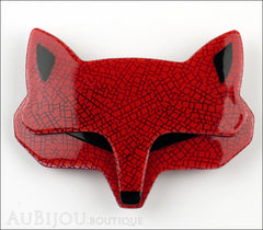 Lea Stein Goupil Fox Head Brooch Pin Red Mosaic Black Front