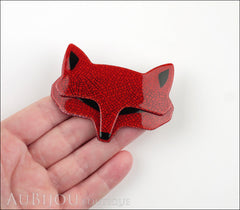 Lea Stein Goupil Fox Head Brooch Pin Red Mosaic Black Model