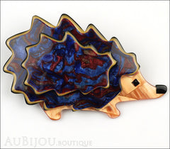 Lea Stein Hedgehog Porcupine Brooch Pin Blue Red Peach Front