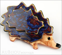 Lea Stein Hedgehog Porcupine Brooch Pin Blue Red Peach Side