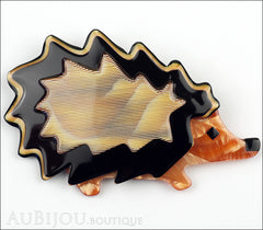 Lea Stein Hedgehog Porcupine Brooch Pin Caramel Black Peach Front
