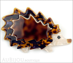 Lea Stein Hedgehog Porcupine Brooch Pin Caramel Tortoise Cream Front
