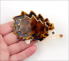 Lea Stein Hedgehog Porcupine Brooch Pin Caramel Tortoise Cream Model
