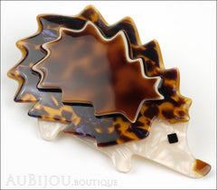 Lea Stein Hedgehog Porcupine Brooch Pin Caramel Tortoise Cream Side