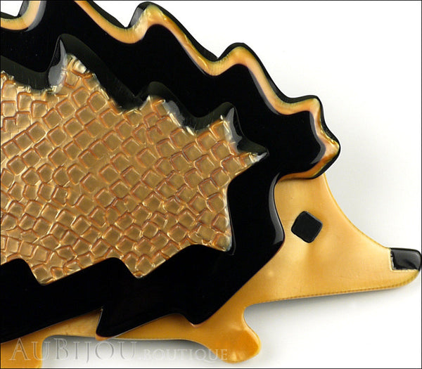 Lea Stein Hedgehog Porcupine Brooch Pin Gold Black Beige Gallery